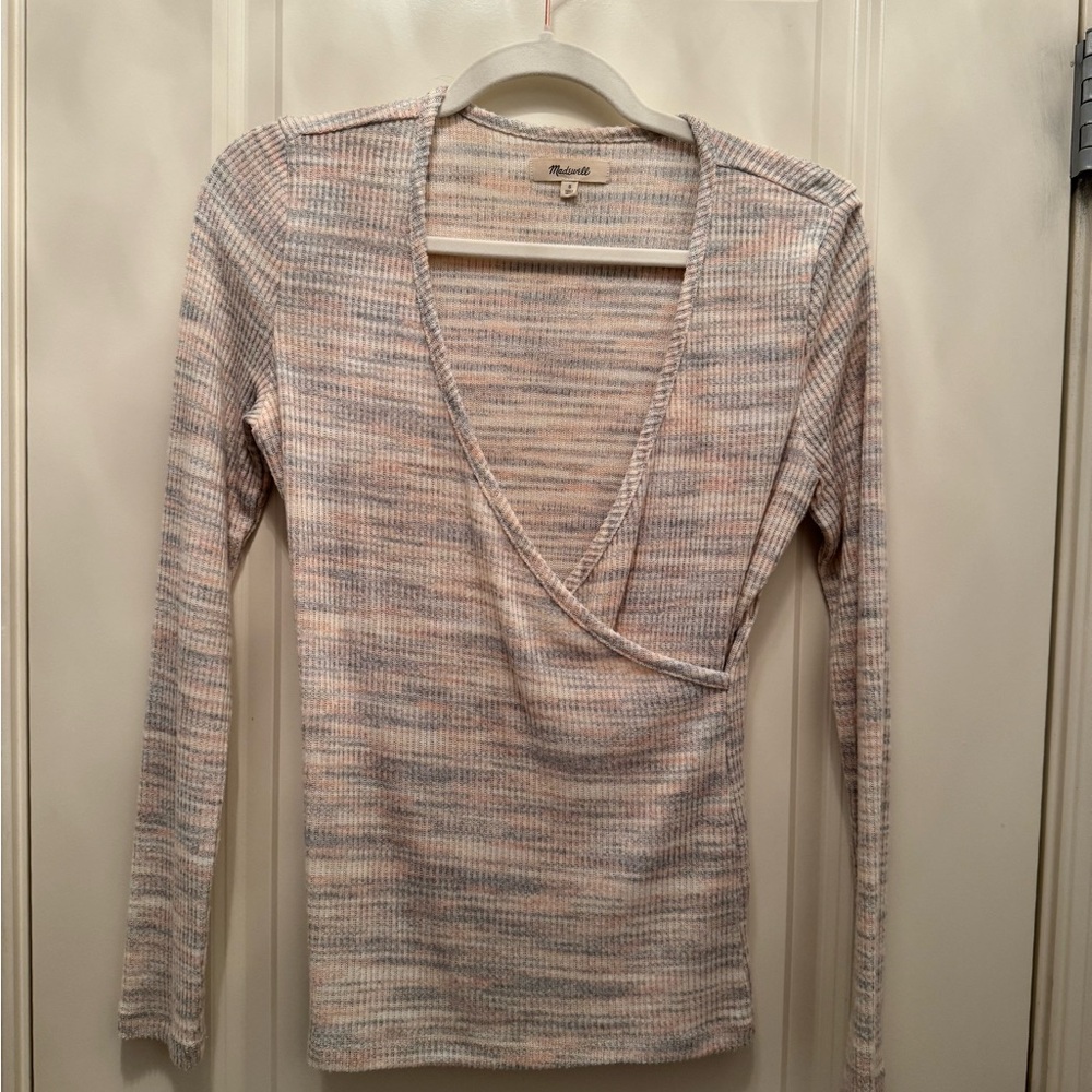 Madewell Space-Dye Wrap Top